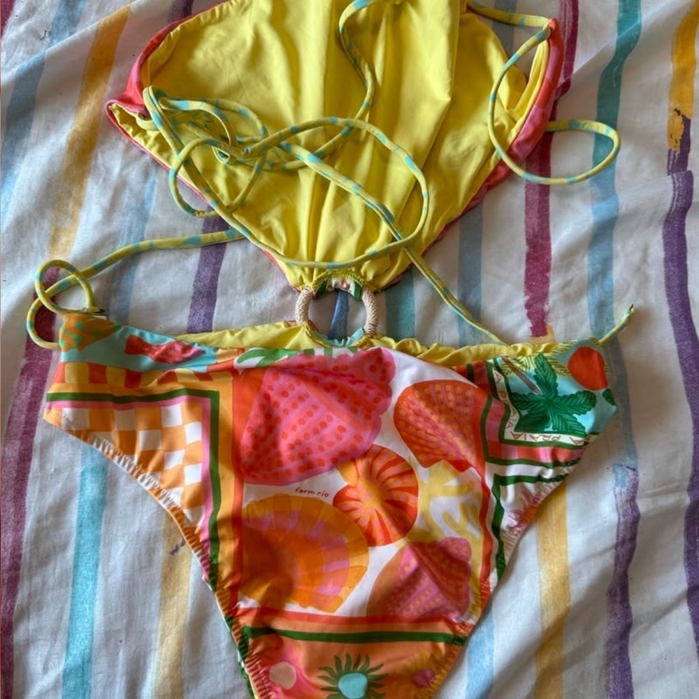 FARM Rio Colorful One-Piece Swimsuit / Bodysuit – Size L - Picture 5 of 7